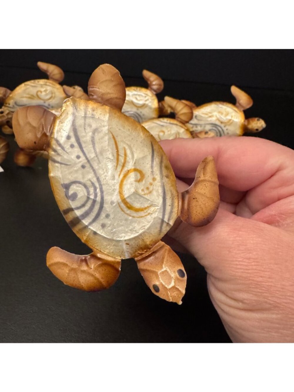 Hand-Painted Turtle Napkin Rings - Set Of 7 - Coastal Table Decor - Picture 3 of 9
